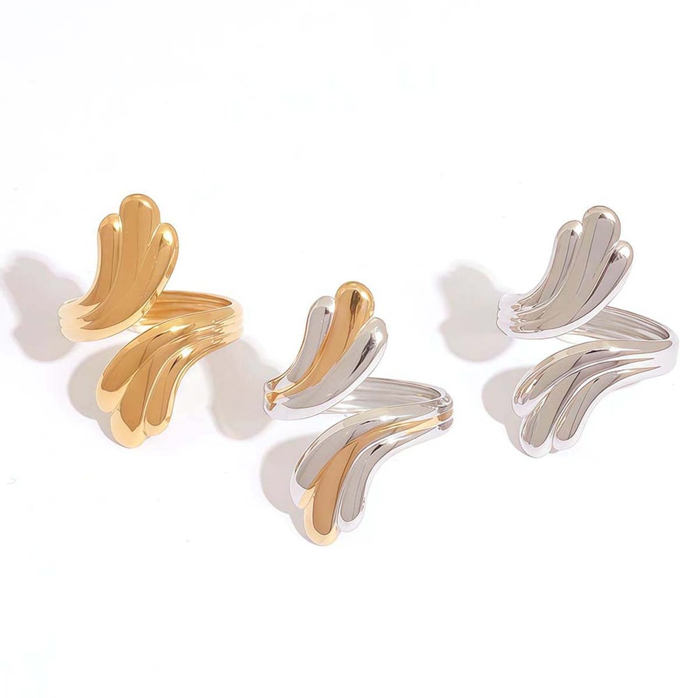 1 Piece Casual Irregular Shape Stainless Steel Gold Color Statement Rings h5Picture7