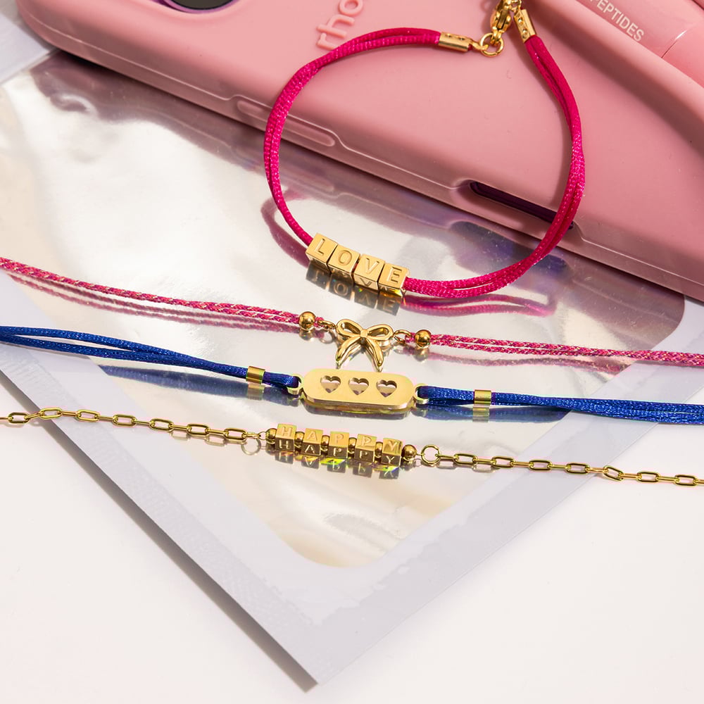 1 Stück Romantische Serie Buchstabe Edelstahl Gold Farbe Damen Charm Armbänder h5Bild9