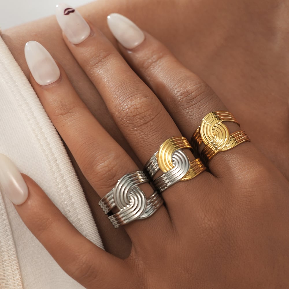 1 Piece Retro Minimalist Line Sense  Stainless Steel Women's  Statement Rings h5Picture7