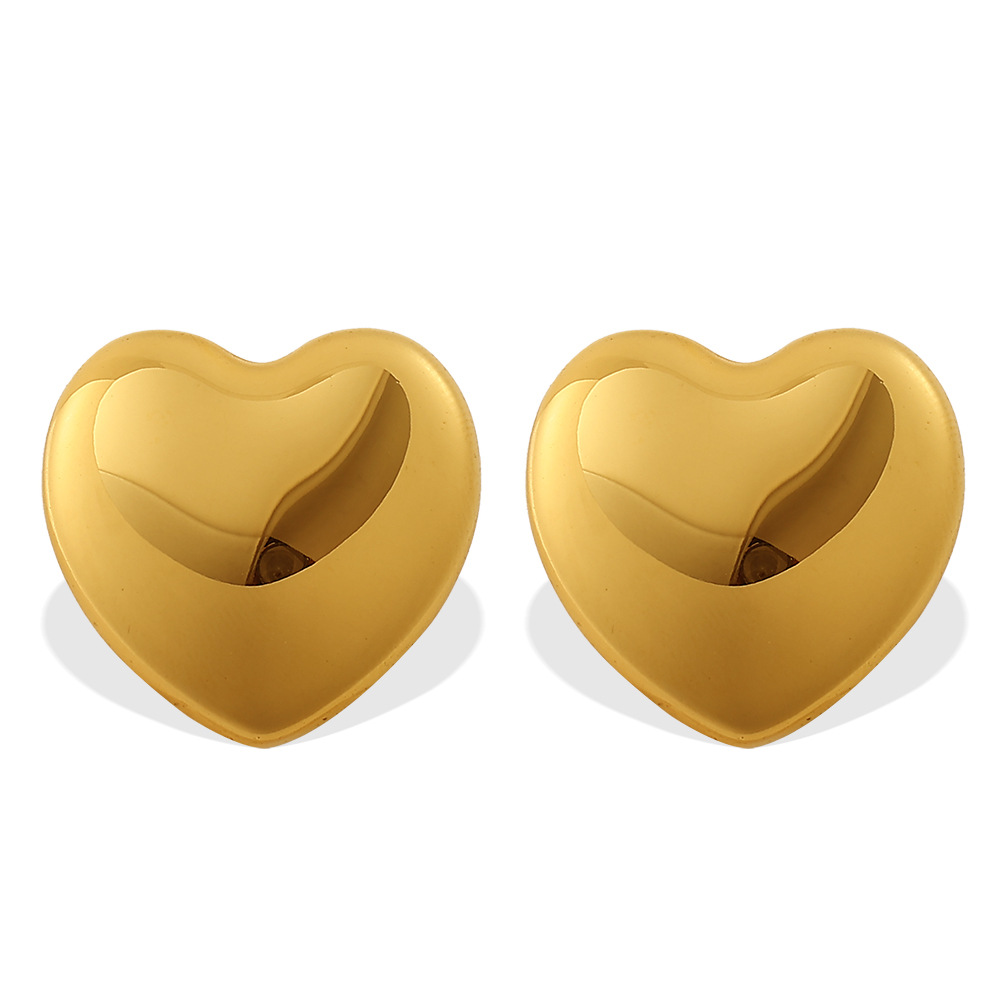 1 Pair Heart Stainless Steel Gold Color Stud Earrings Picture4