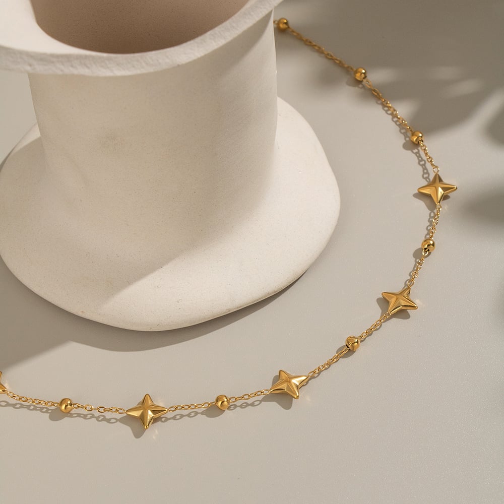 1 Piece Stars Stainless Steel Gold Color Chain Necklace Picture2