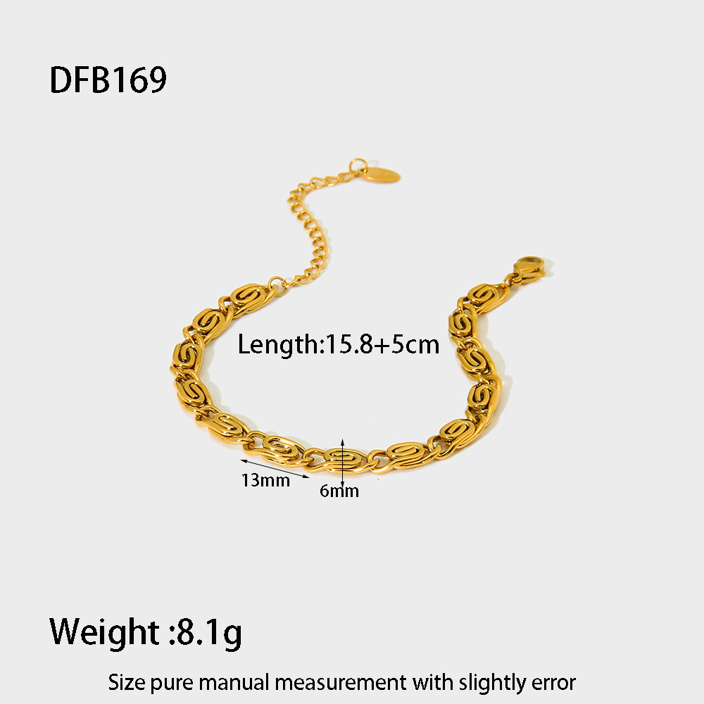1 Piece Simple  Daily Chain Circle Rectangle Stainless Steel   Women's Chain Bracelets