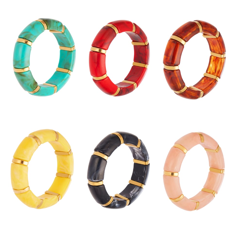 1 Piece Stylish Series Annular Shape Resin Gold Color Women's Bangles h5Picture3