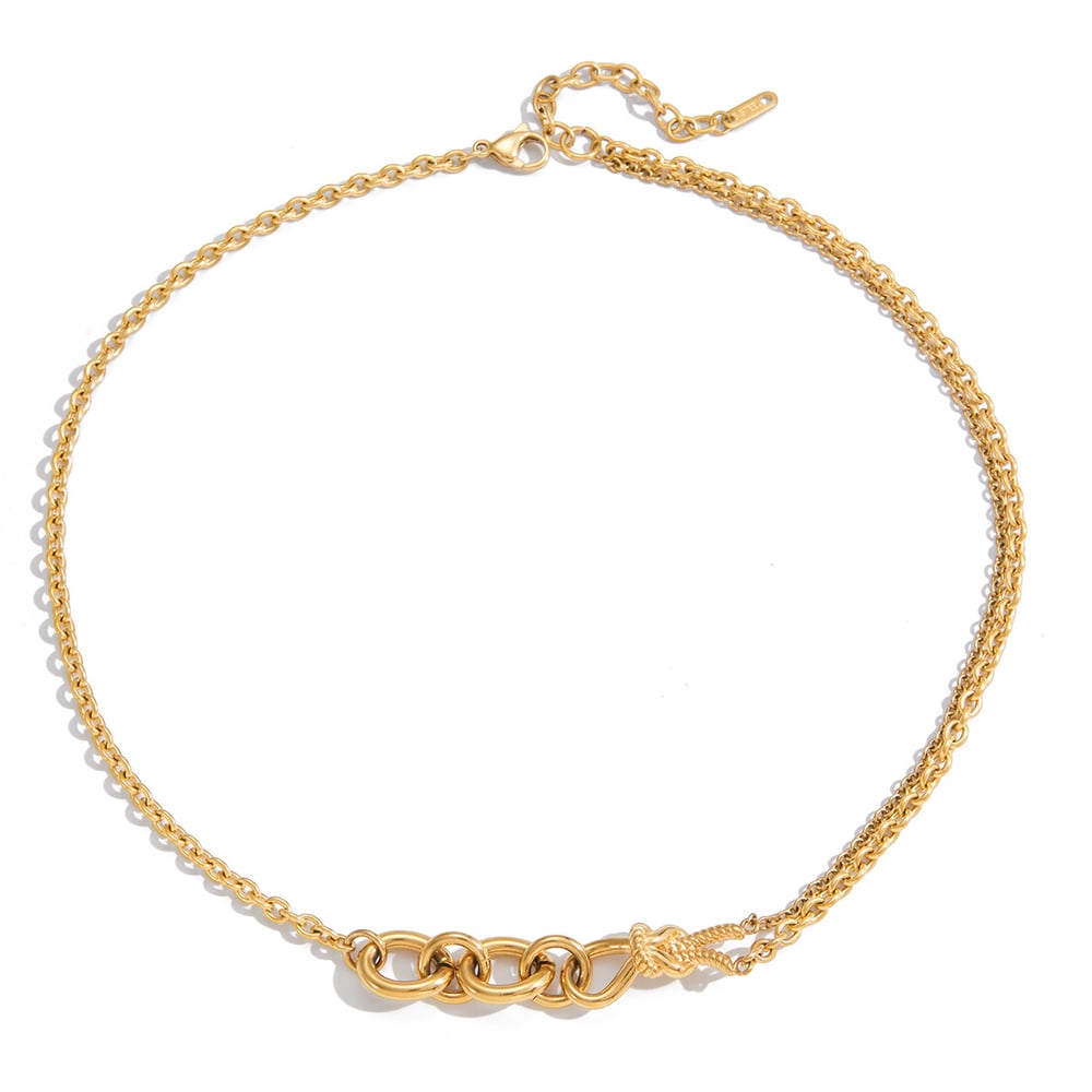 1 Piece Classic Twist Circle Stainless Steel Gold Color Women's Chain Necklaces