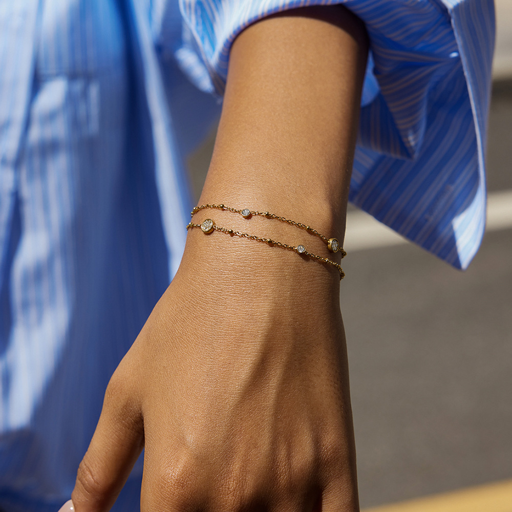 1 Piece Luxurious Heart Stainless Steel Gold Color Women's Chain Bracelets Picture4