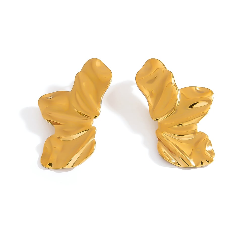 1 Pair Simple Flower Stainless Steel Gold Color Women's Stud Earrings
