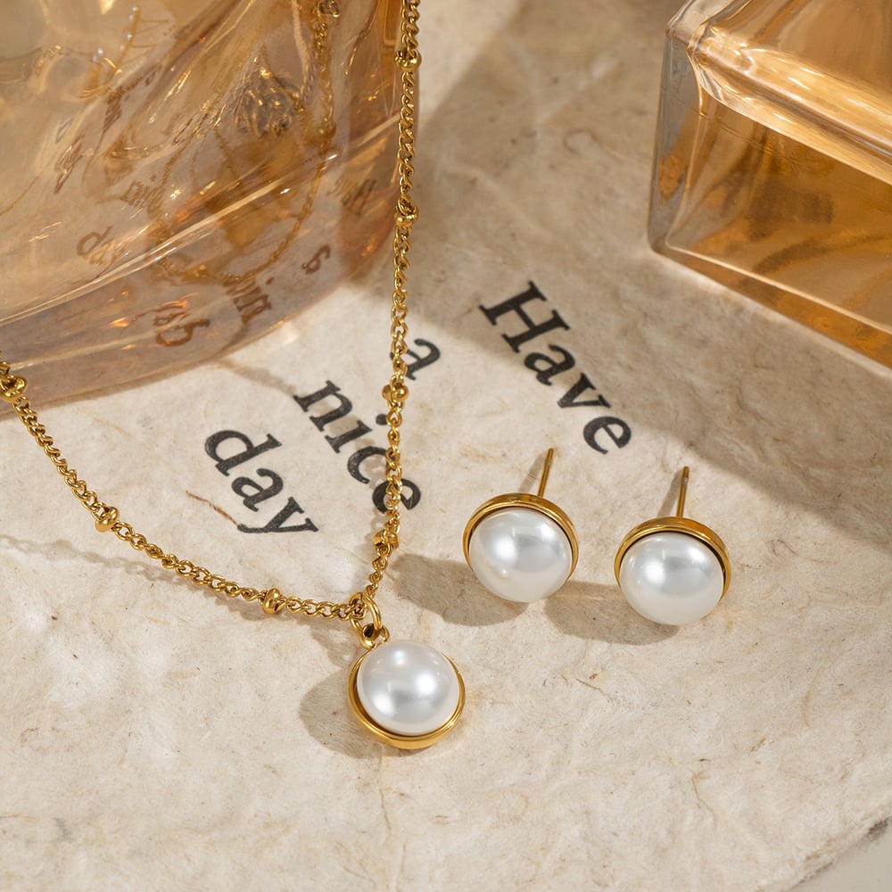 Daily Circle Stainless Steel Gold Color Women's Jewelry Sets h5Picture4