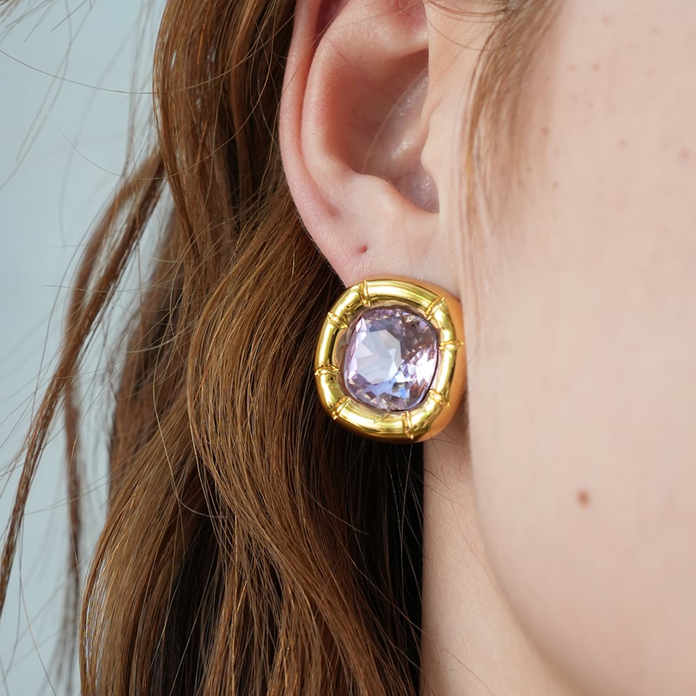 1 Pair Simple Rectangle Stainless Steel  Gold Color  Women's Stud Earrings Picture9