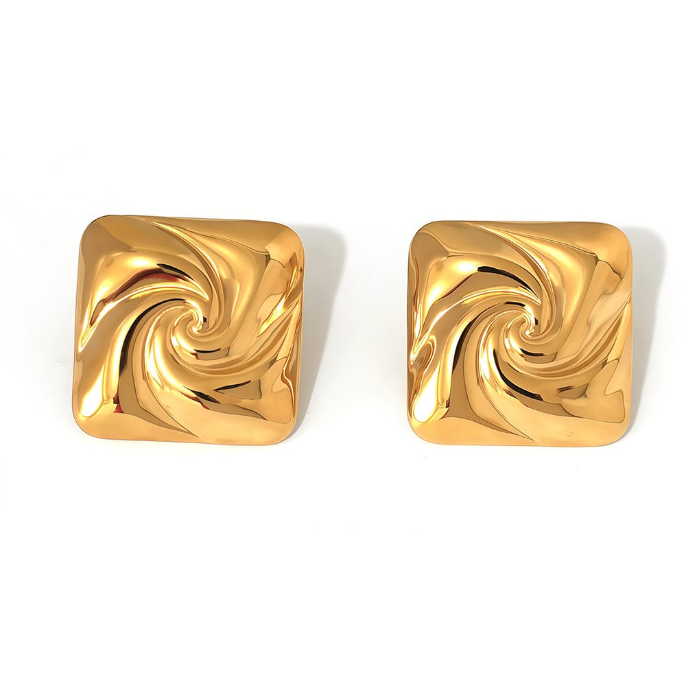 1 Pair Simple Thread Stainless Steel  Gold Color  Women‘s  Stud Earrings