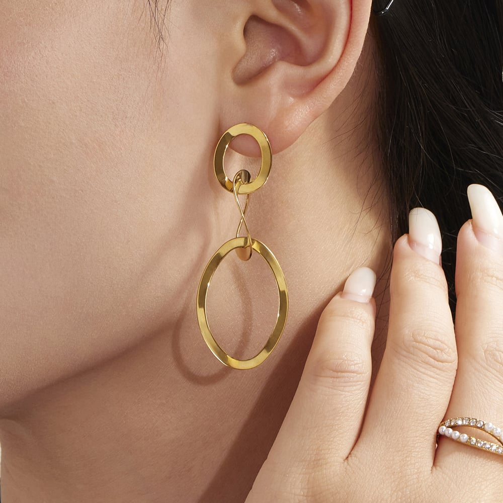 Irregular Oval Shape Stainless Steel Gold Color Women's Jewelry Sets h5Picture3