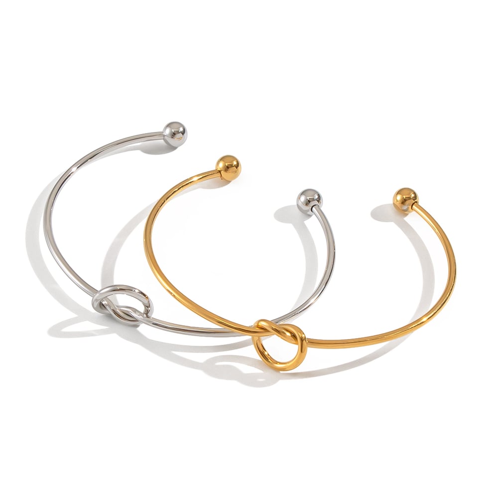 1 Piece Simple Series Twist Stainless Steel Gold Color Cuff Bracelet Picture6