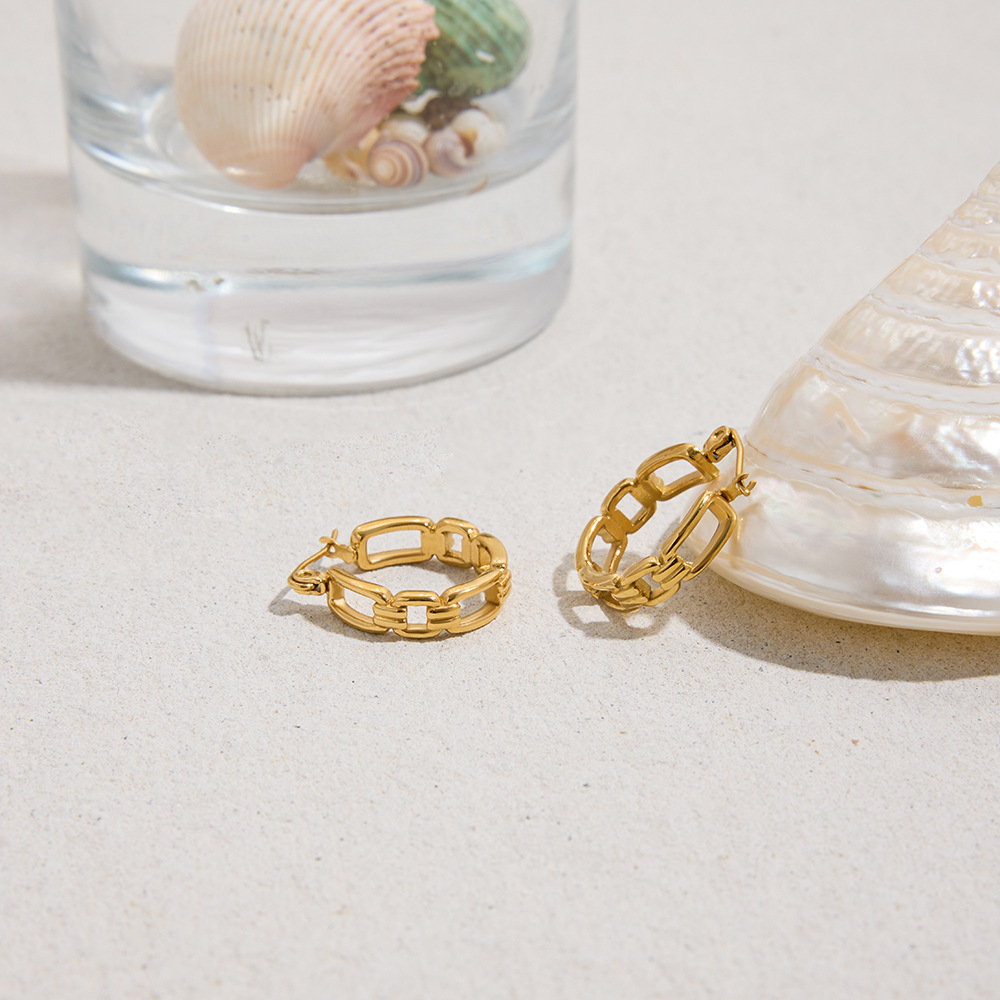 1 Pair Simple Chain Stainless Steel Women's Hoop Earrings Picture7