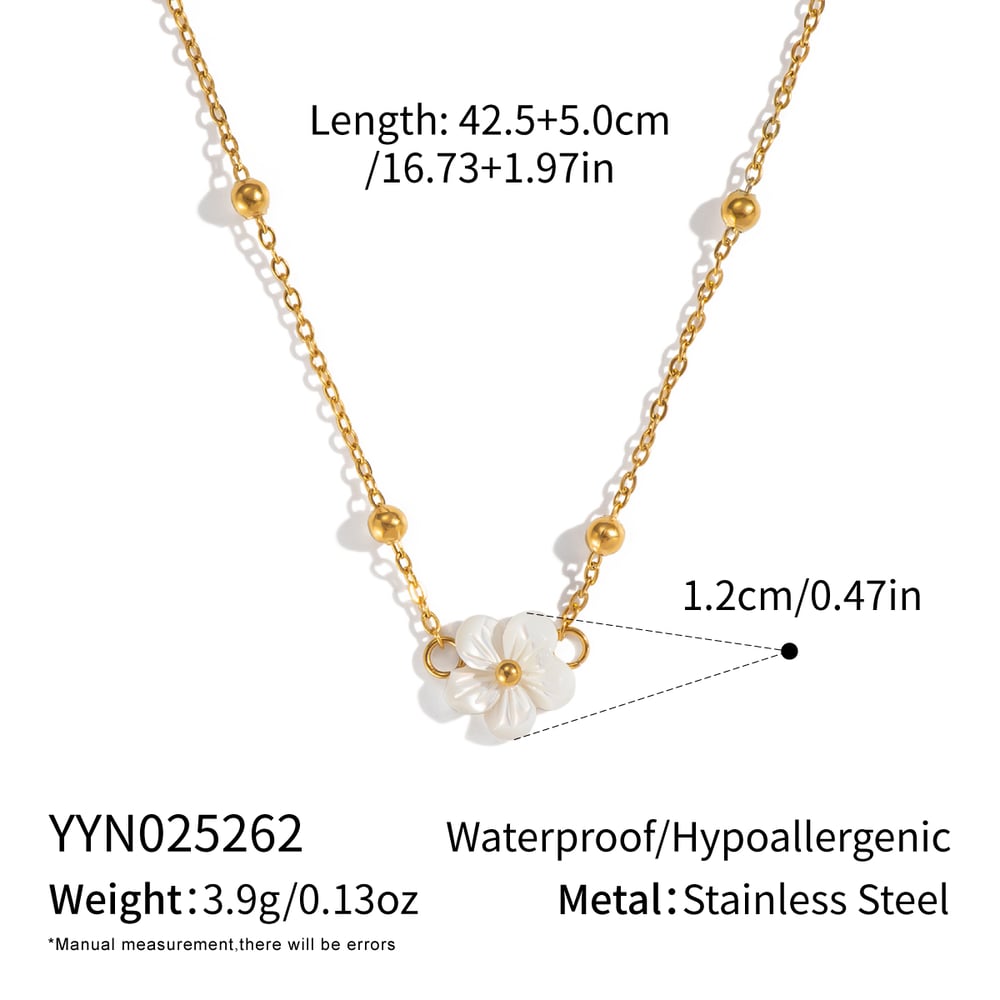 1 Piece Shell Flower Stainless Steel Gold Color Charm Necklace