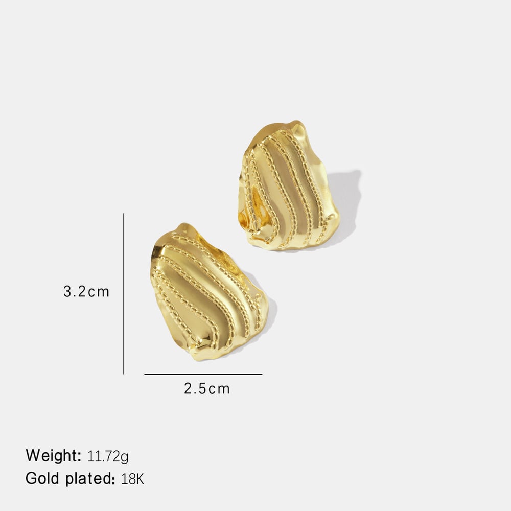 Irregular Shape Strip Stainless Steel Gold Color Stud Earrings