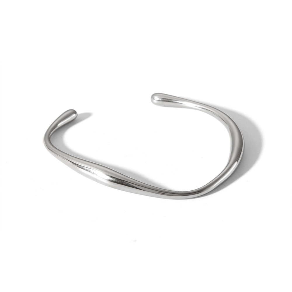 1 Piece Simple Irregular Shape Stainless Steel Gold Color Cuff Bracelet h5Picture3