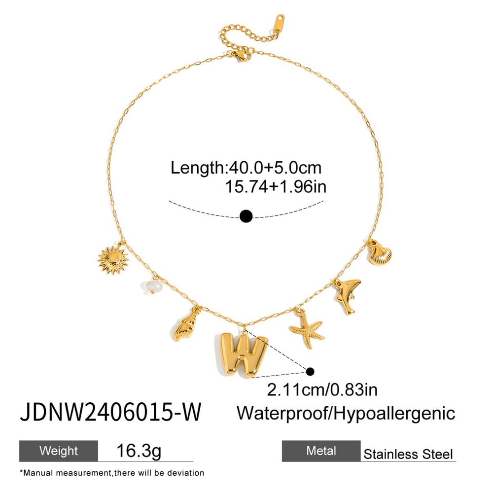 1 Piece Shinning Letter Stainless Steel Gold Color Women's Pendant Necklaces