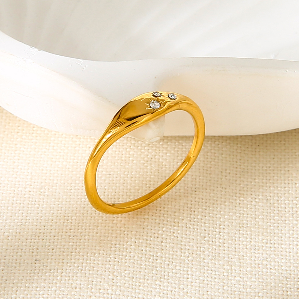 1 Piece Simple  Daily Irregular Shape Stainless Steel  Gold Color  Zircon Statement Rings Picture2