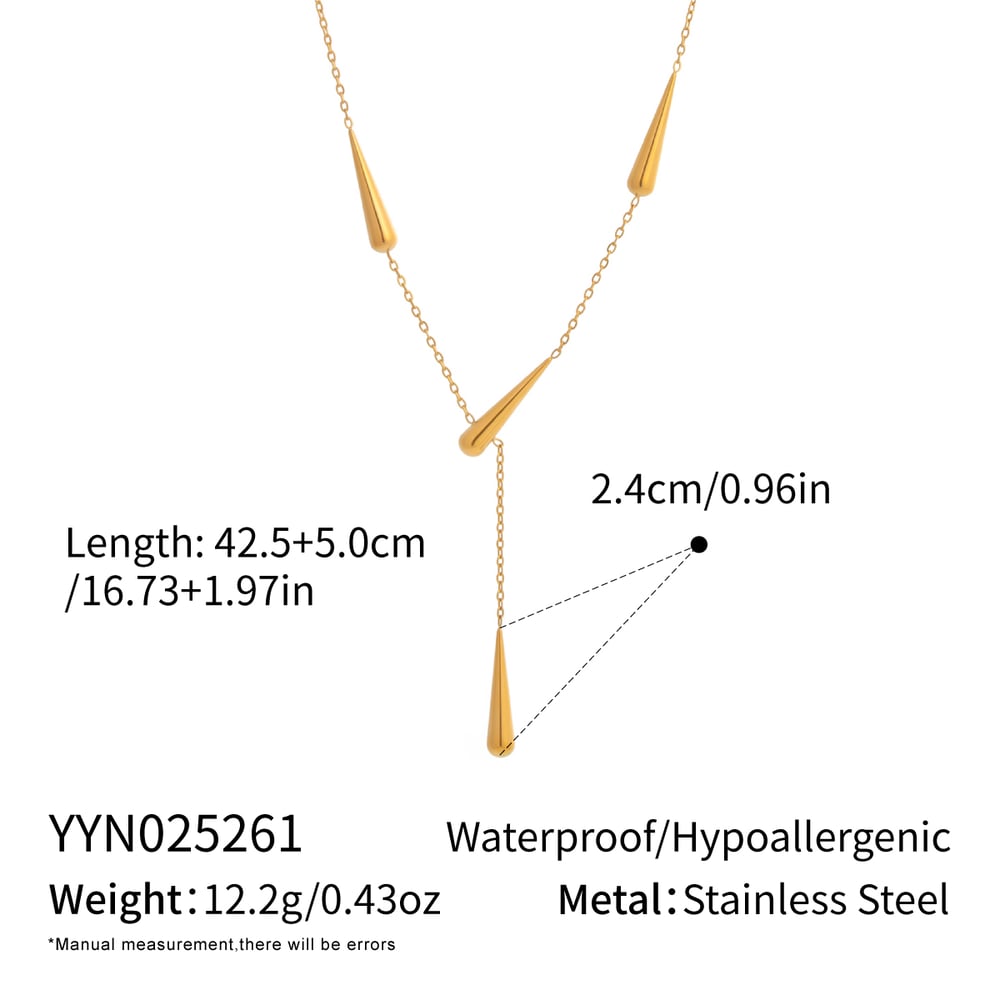 Droplet Stainless Steel Gold Color Necklace Set