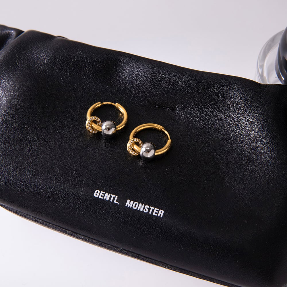 1 Pair Classic Mixed Gold&Silver Colors Stainless Steel Women's Hoop Earrings h5Picture5