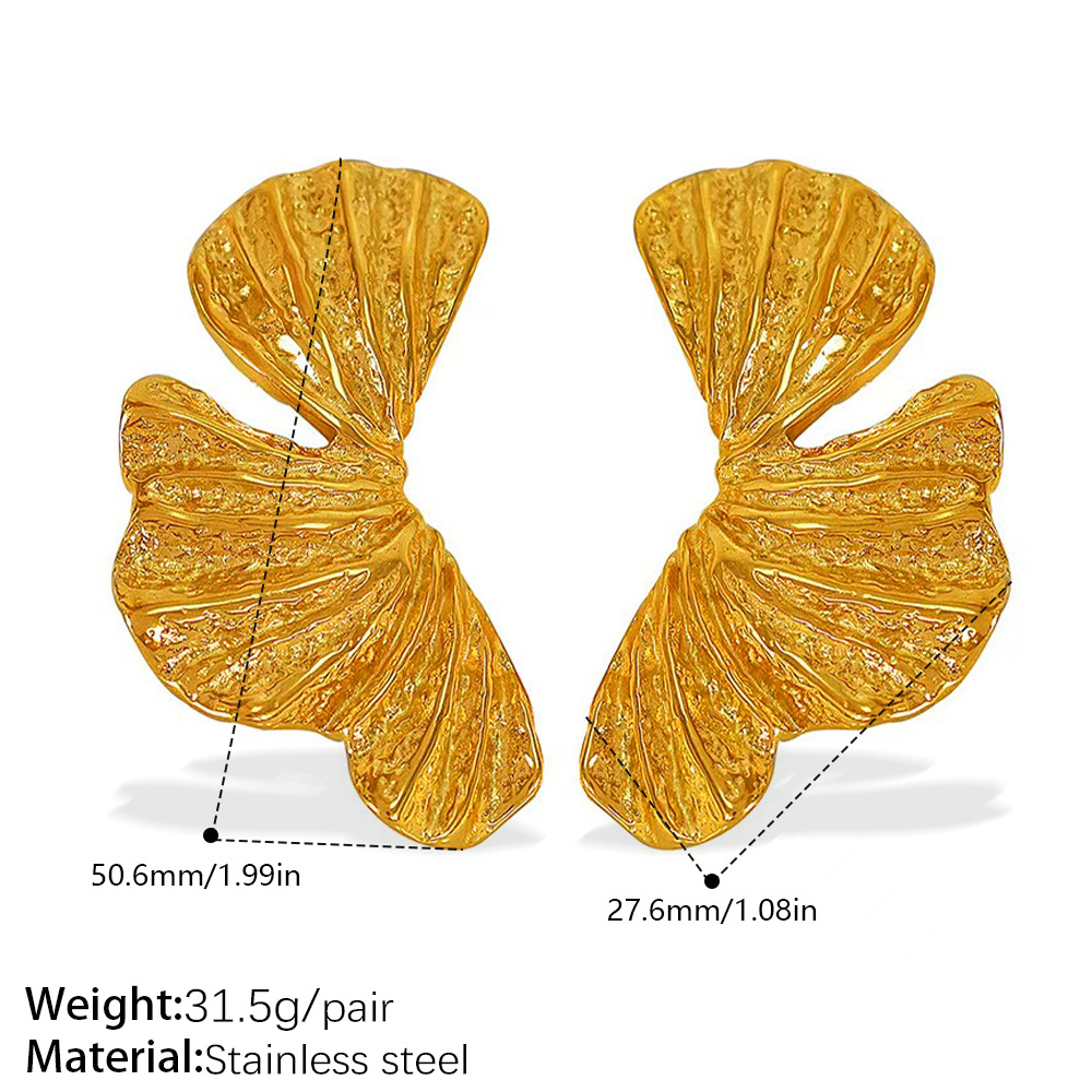 1 Pair Flower Stainless Steel Gold Color Stud Earrings