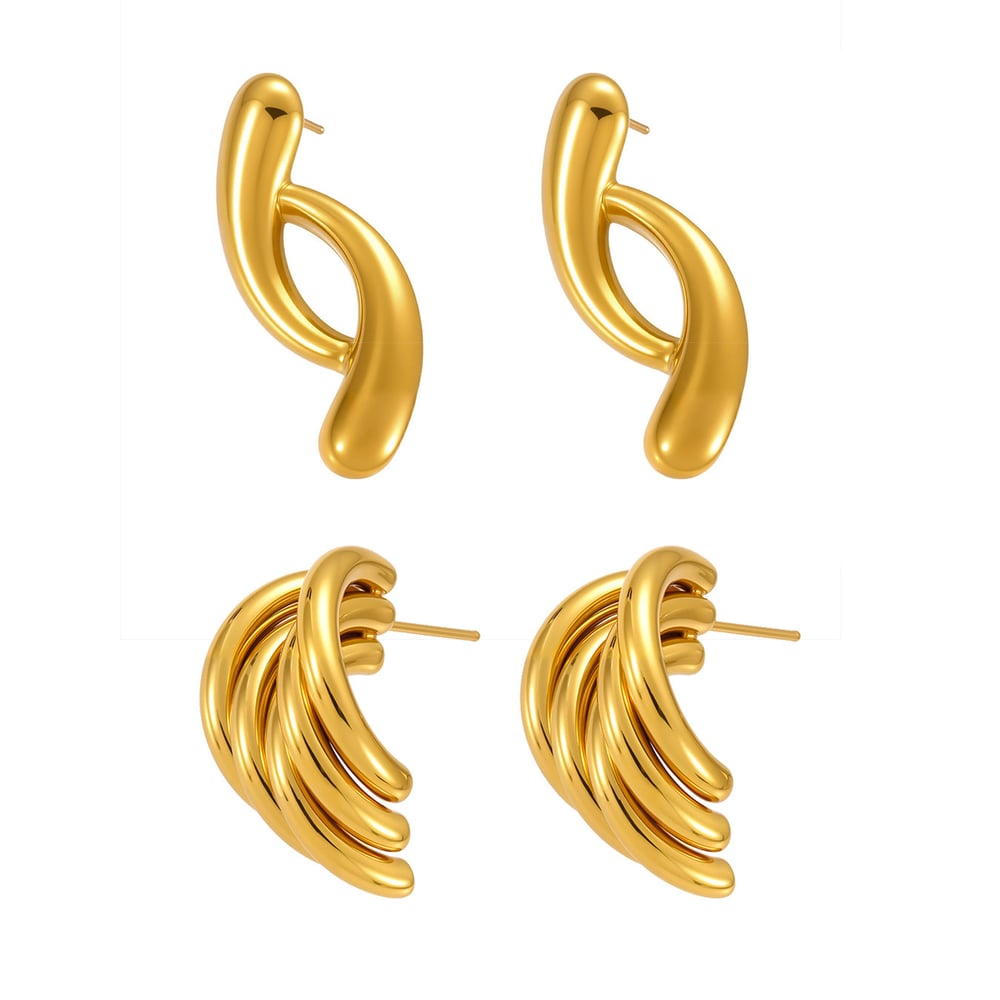 1 Paar unregelmäßig geformte Ohrstecker aus Edelstahl in Goldfarbe für Damen h5Bild8