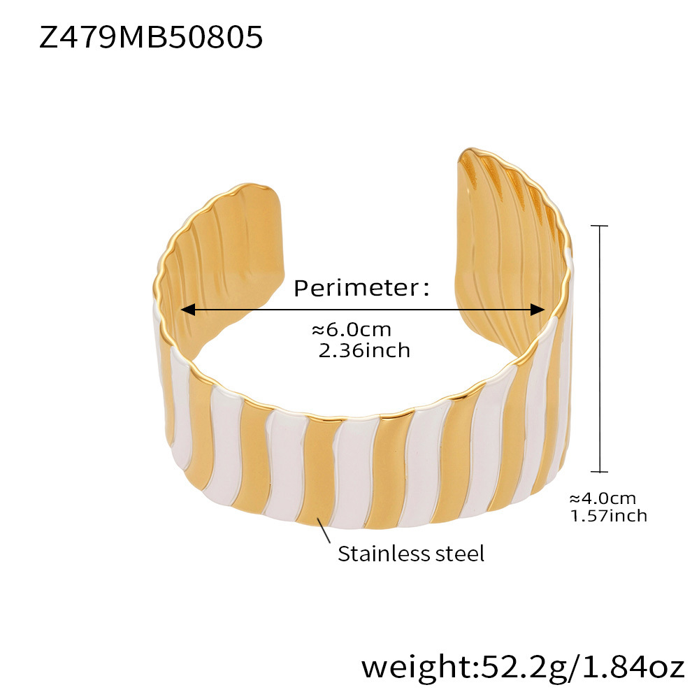 1 Piece Simple Strip Stainless Steel Gold Color Women's Cuff Bracelets h5Picture2