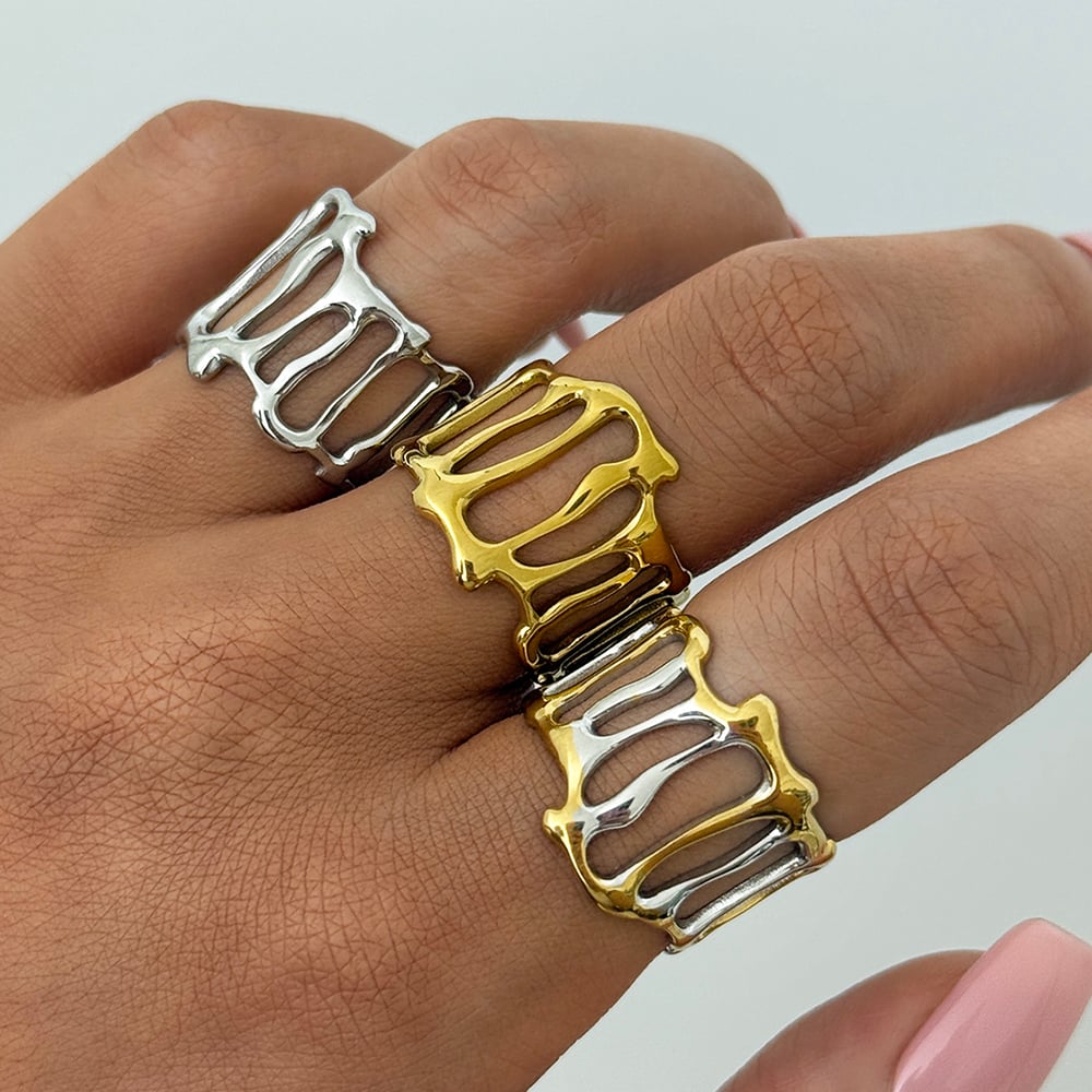 1 Piece Daily Irregular Shape Stainless Steel Gold Color Statement Rings h5Picture4