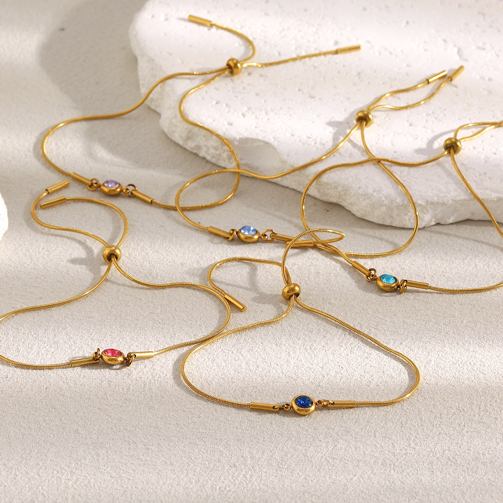 1 Stück einfache elegante Kette Edelstahl Gold Farbe Damen Kettenarmbänder h5Bild2