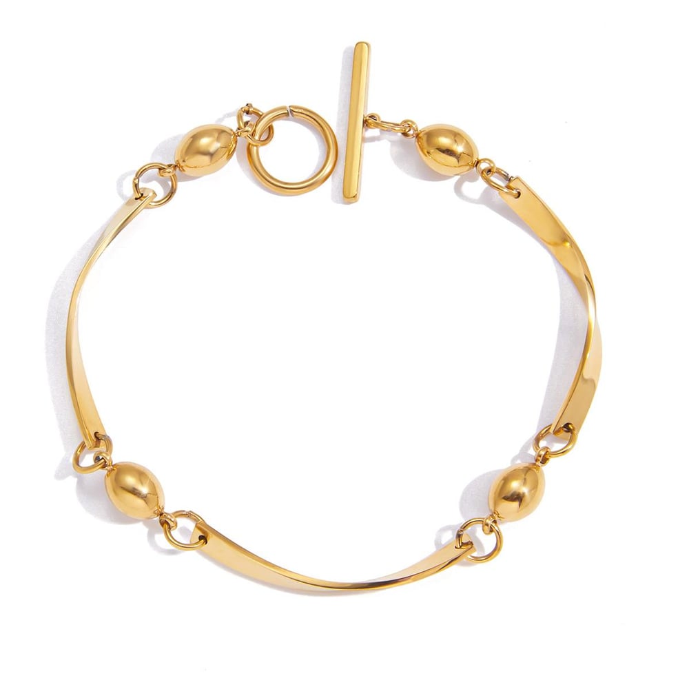 1 Piece Modern Wavy Line Stainless Steel Gold Color Women's Chain Bracelets