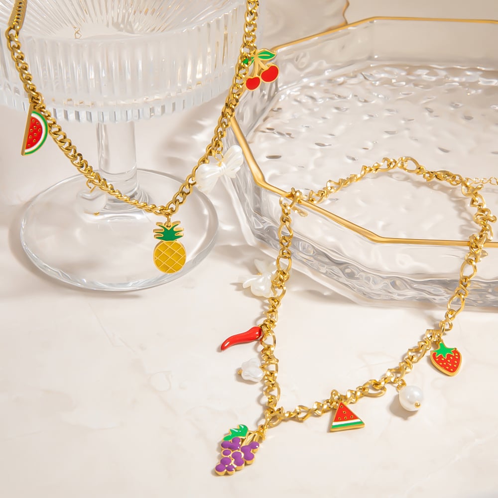 1 Piece Romantic Casual Fruit Stainless Steel Gold Color Women's Pendant Necklaces h5Picture4