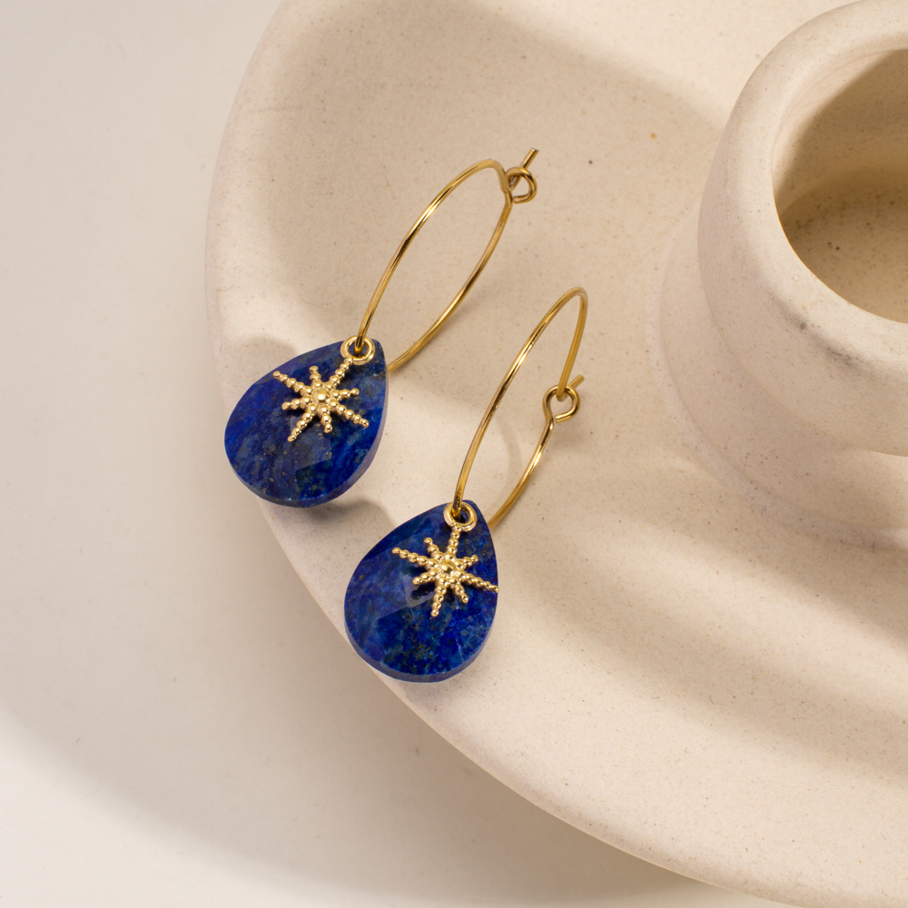 1 Pair Simple  Irregular Shape Stainless Steel  Natural Stone Women's Drop Earrings Picture2