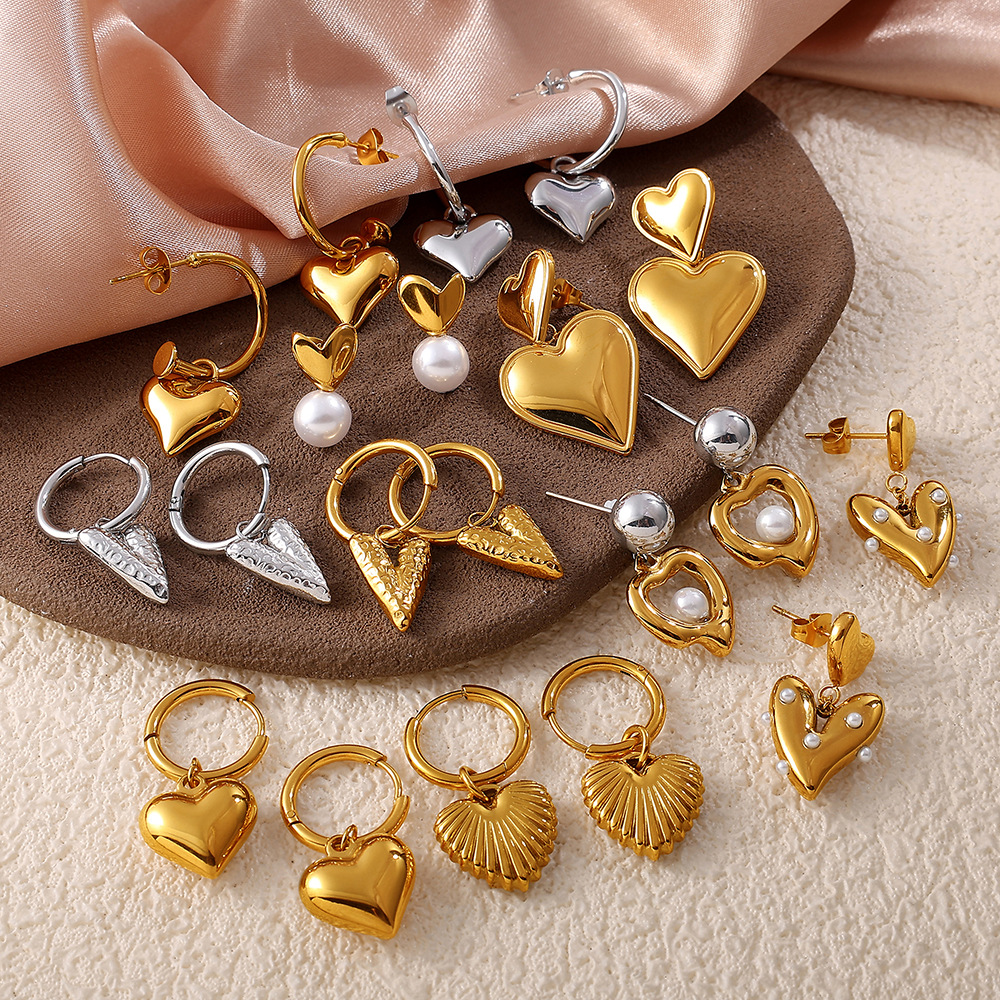 1 Pair Heart Stainless Steel Drop Earrings h5Picture2