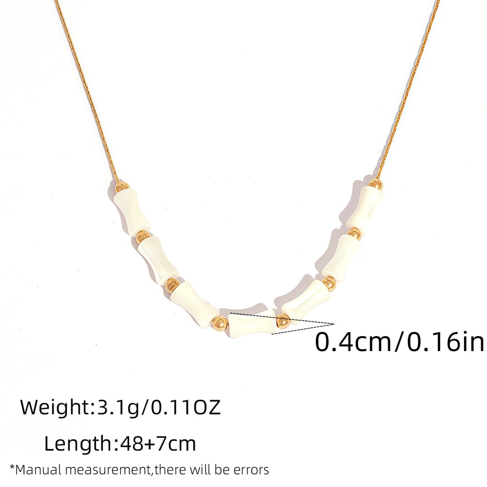 1 Piece Retro Beaded Shell  Chain Stainless Steel   Gold Color  Women's Chain Necklaces Picture2