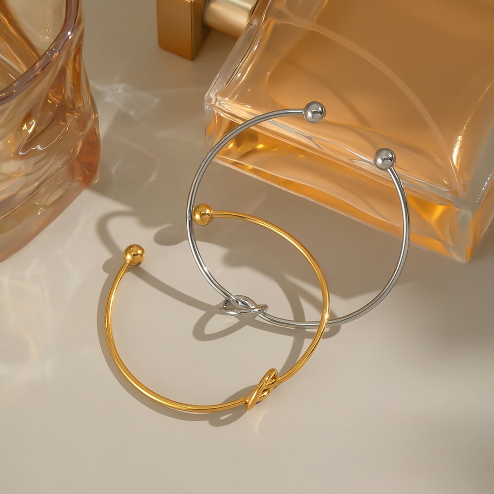 1 Piece Simple Series Twist Stainless Steel Gold Color Cuff Bracelet Picture2