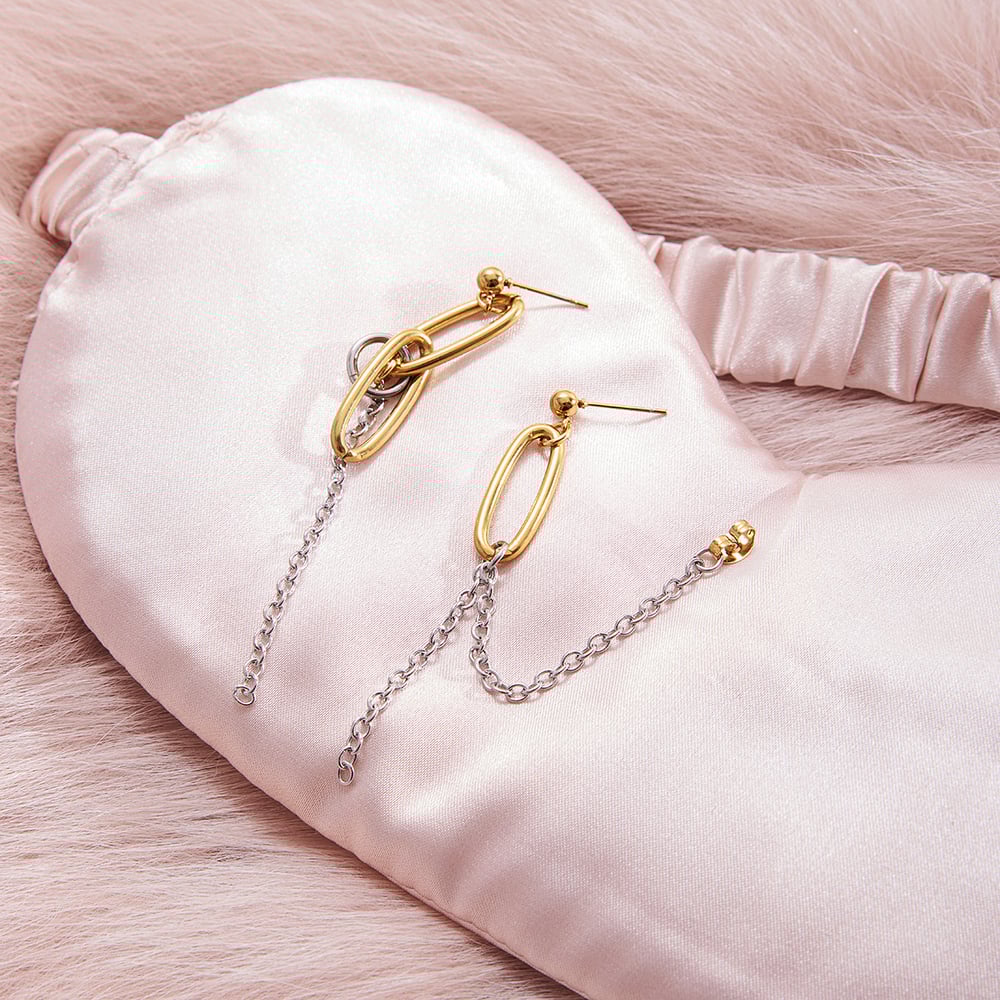 1 Pair Minimalist Casual Tassel Circle Stainless Steel Gold Color Women's Dangle Earrings h5Picture5