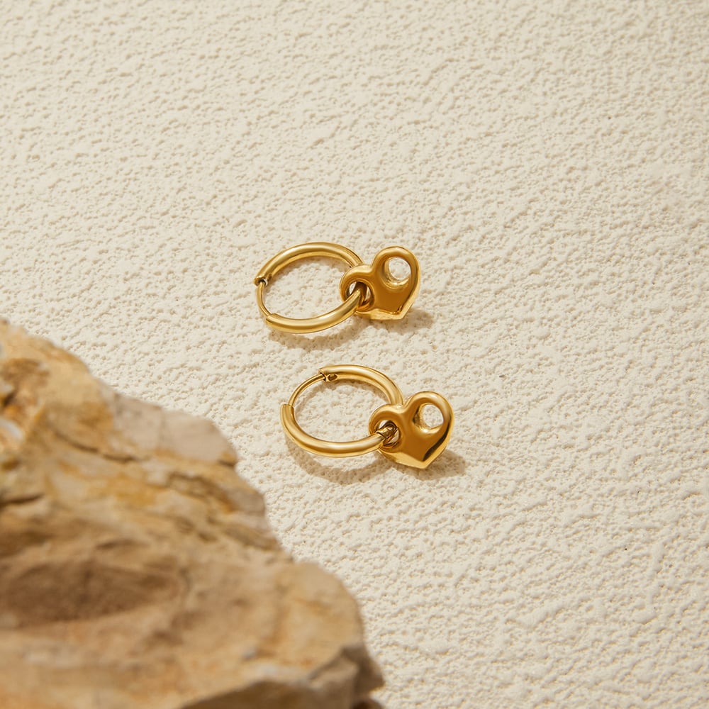 Romantic Series Heart Stainless Steel Gold Color Women's Jewelry Sets h5Picture6