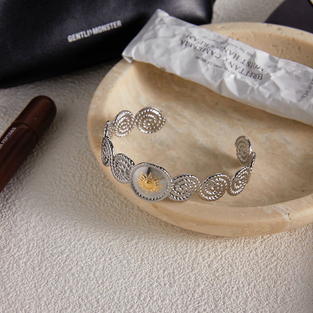 1 Piece Simple Vortex Stainless Steel Women's Cuff Bracelets h5Picture7