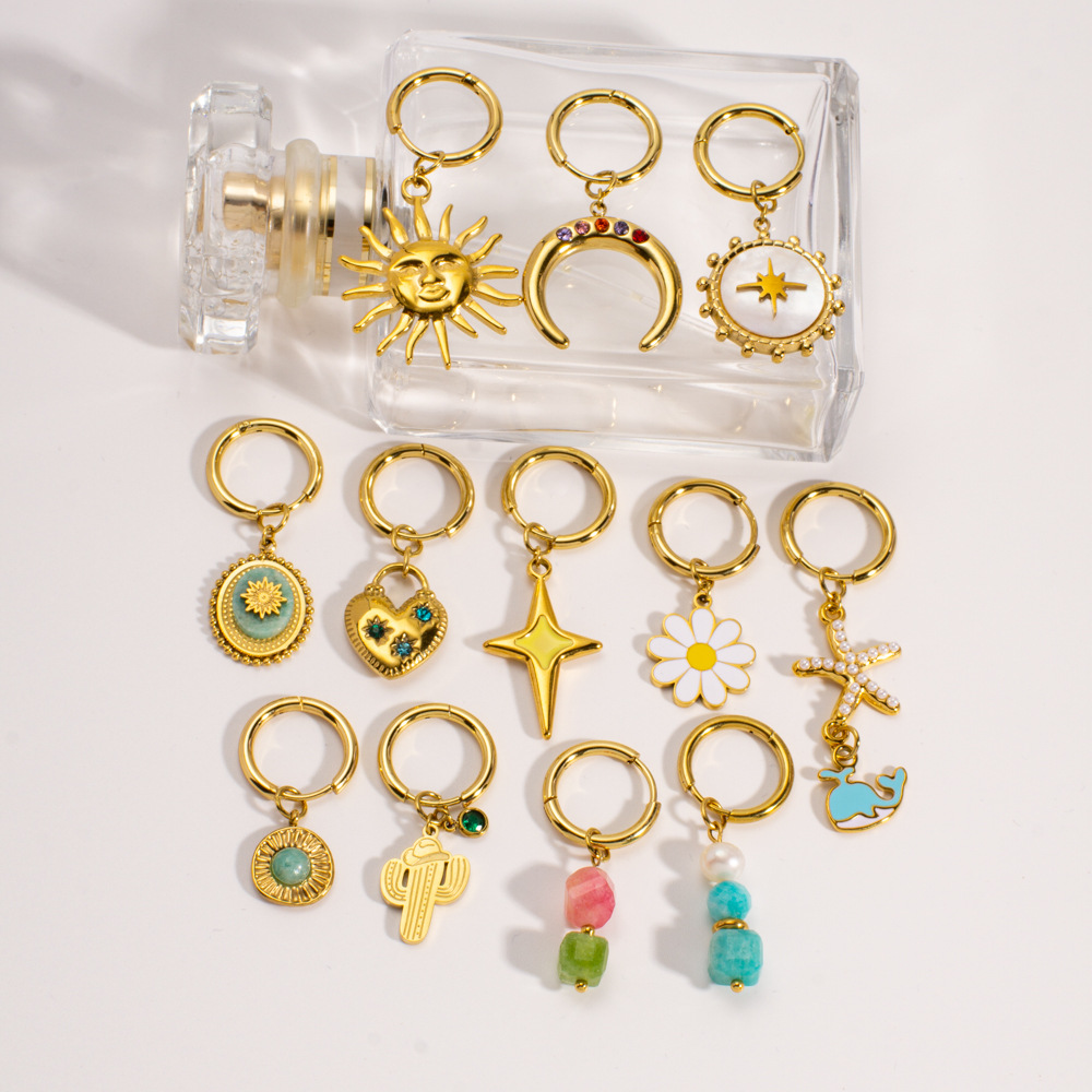 1 Piece Romantic Series Sweet Flower Sun Plant Stainless Steel Women's Drop Earrings Picture2