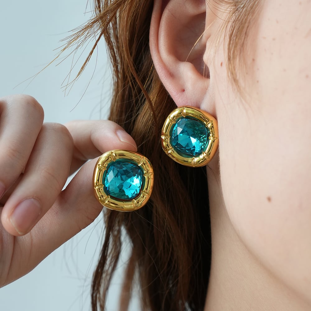 1 Pair Simple  Natural Rectangle Stainless Steel  Gold Color Women's Stud Earrings Picture5