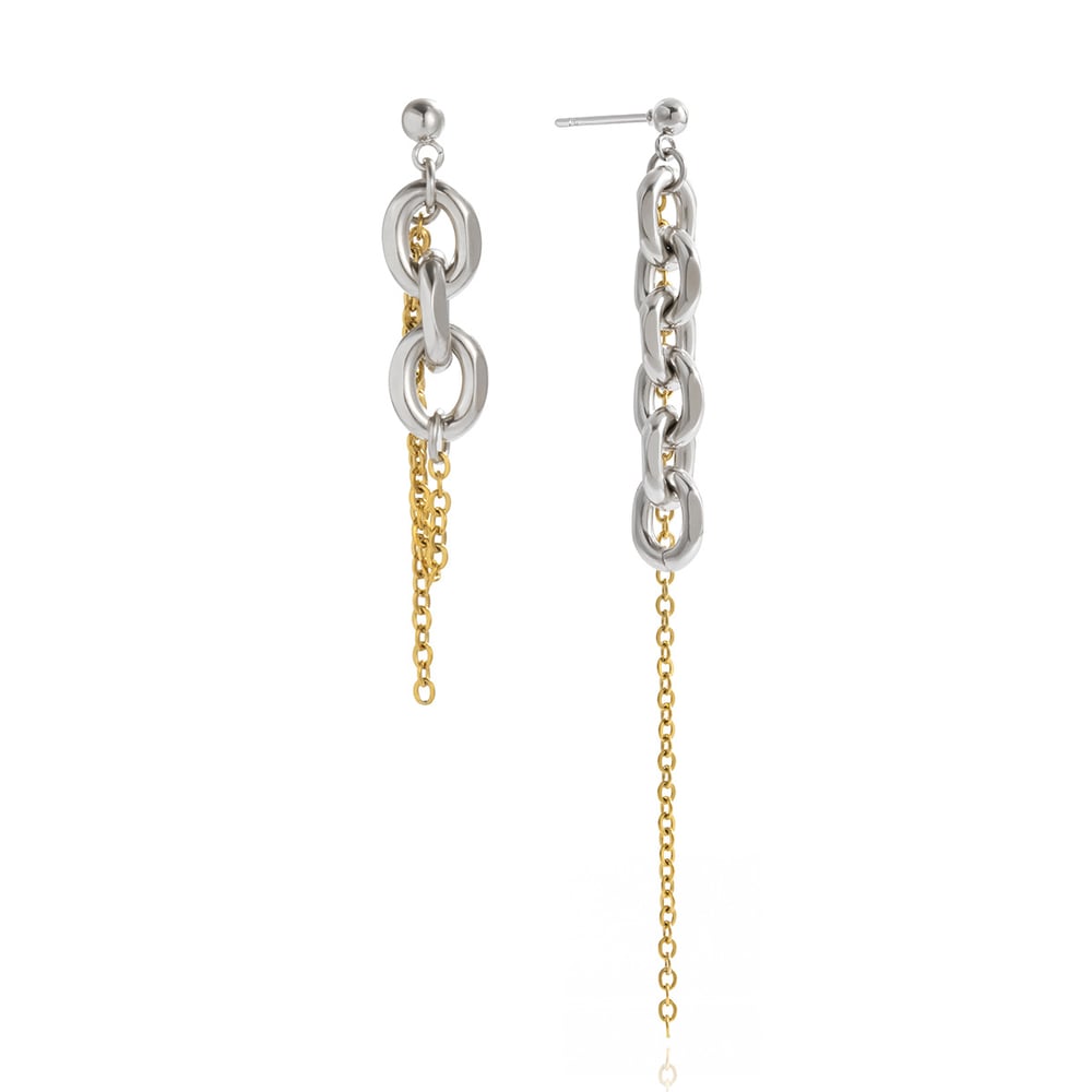 1 Pair Simple Chain Mixed Gold&Silver Colors Stainless Steel Women's Dangle Earrings