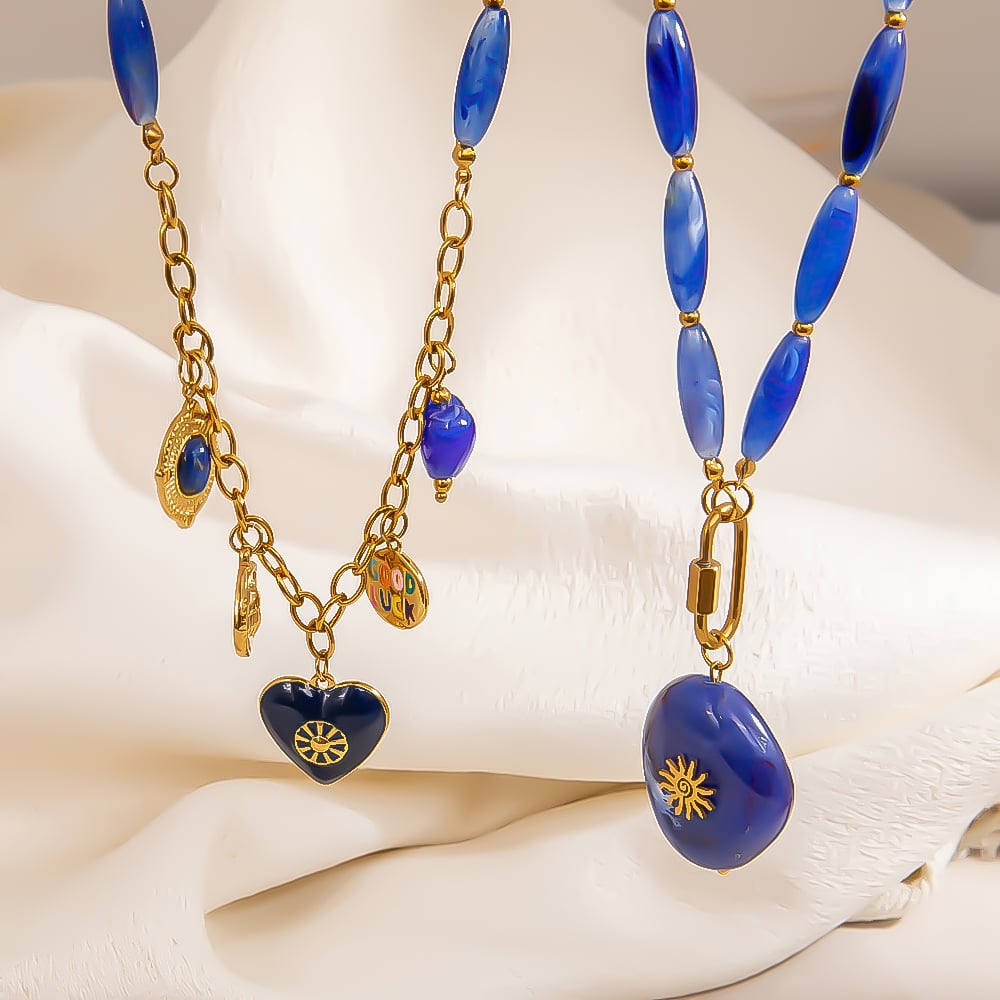 1 Stück klassische unregelmäßige Herzform aus Harz und Naturstein für Damen mit Perlen h5Bild5