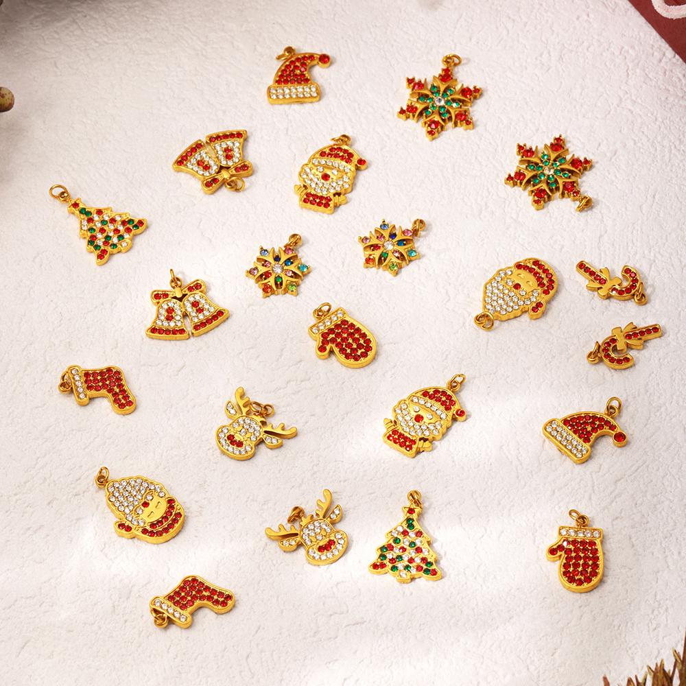 1 Piece Christmas Zircon Series Stainless Steel Gold Color Women's Pendants Picture6