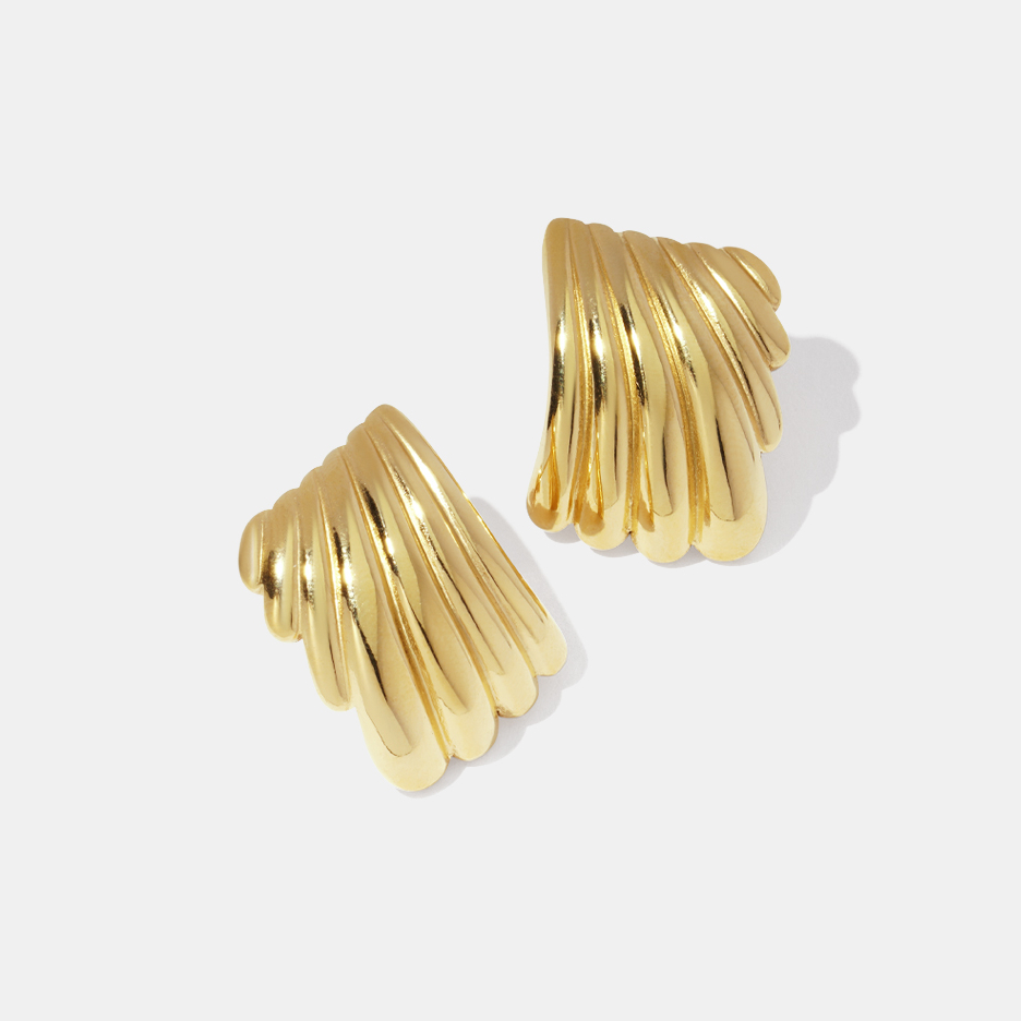 Rectangle Thread Stainless Steel Gold Color Stud Earrings h5Picture2