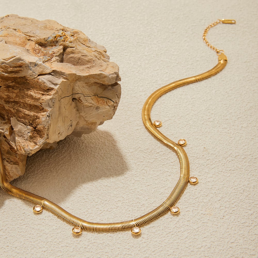 1 Piece Elegant Lines Stainless Steel Gold Color Women's Pendant Necklaces h5Picture6