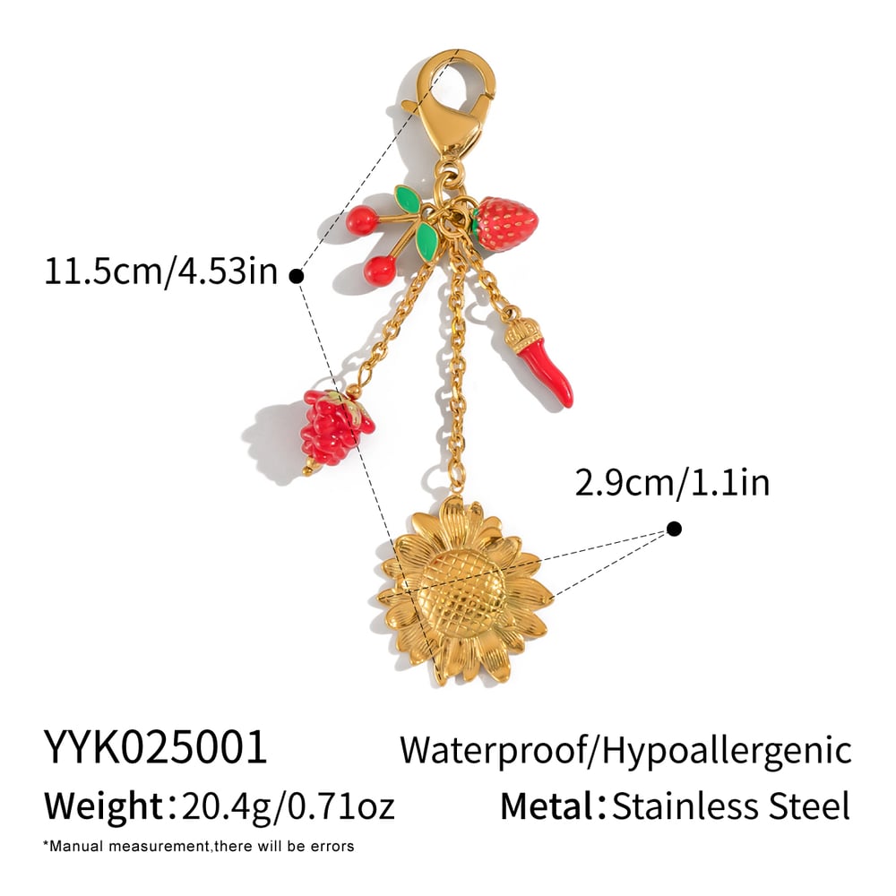 1 Stück Obst Edelstahl Gold Farbe Schlüsselanhänger 