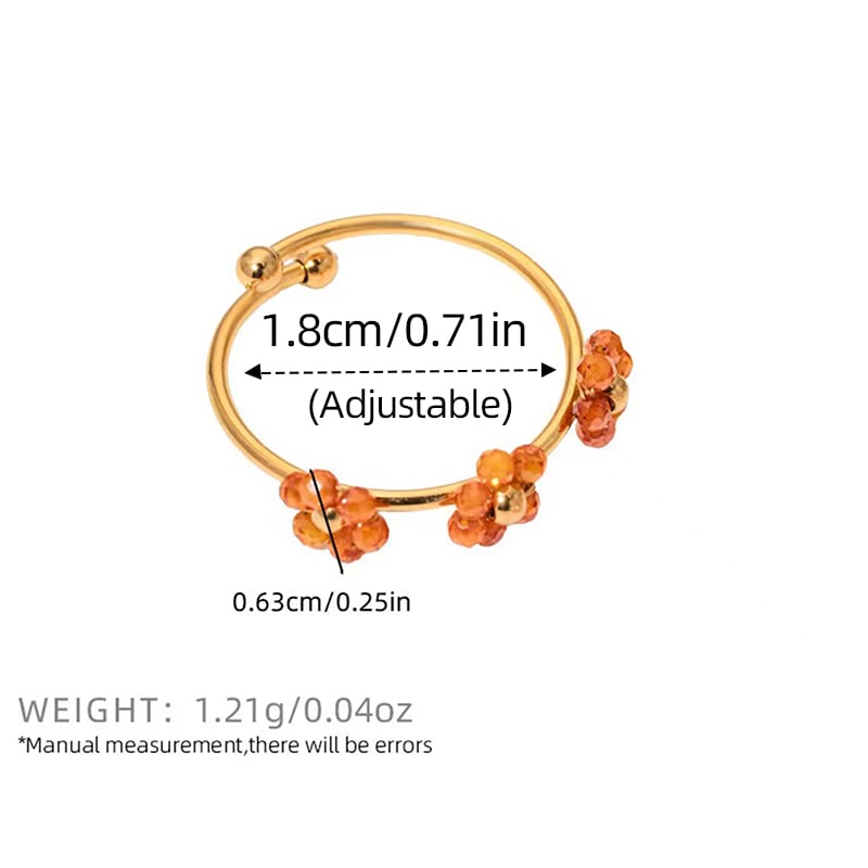 1 Piece  Simple Flower Stainless Steel  Gold Color Women's Statement Rings