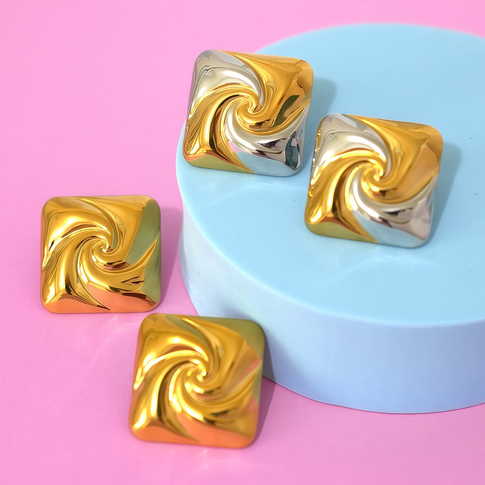 1 Pair Simple Thread Stainless Steel  Gold Color  Women‘s  Stud Earrings h5Picture5