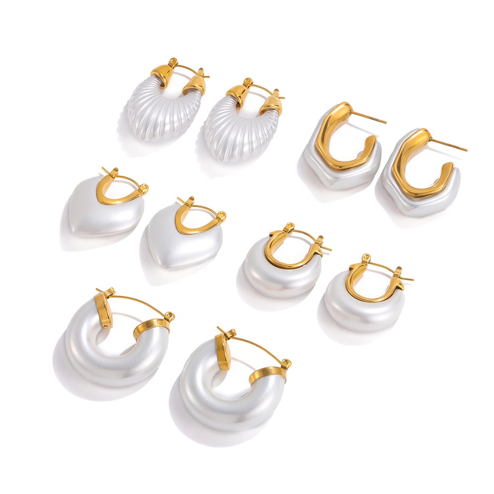 1 Piece Gorgeous Irregular Annular Shape Stainless Steel Gold Color Women's Hoop Earrings Picture8