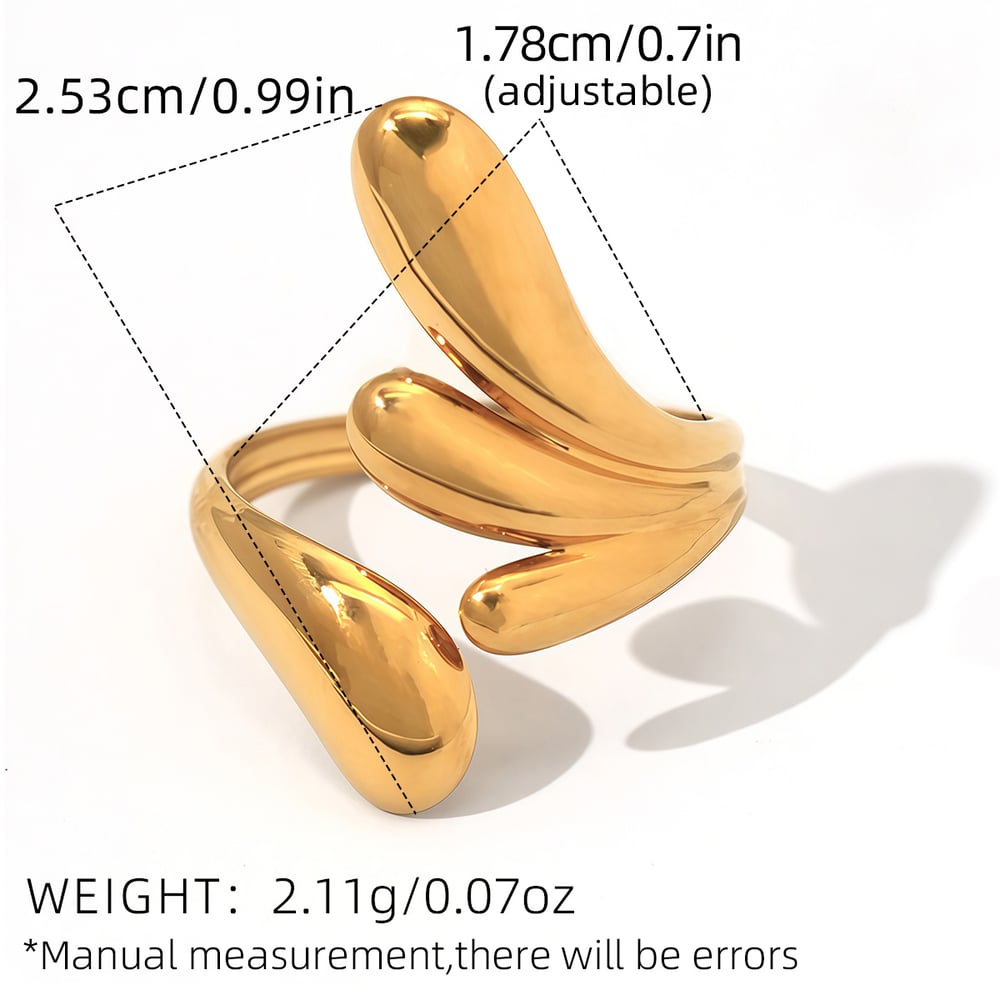 1 Piece Simple Irregular Shape Stainless Steel  Gold Color Woemn's  Statement Rings h5Picture2