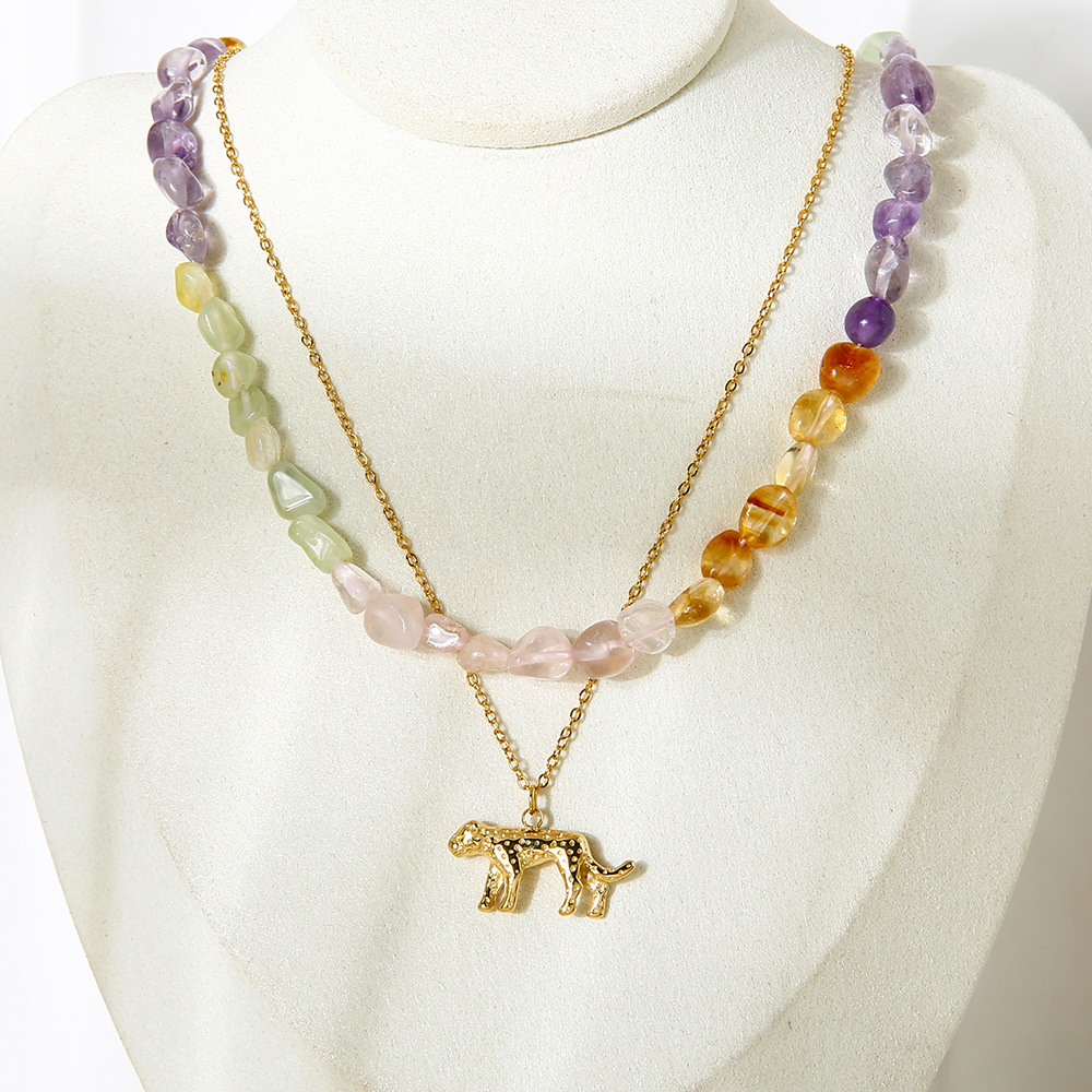 1 Set Romantic Series Natural Stones Gold Color Necklaces Set Picture3